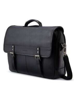 Samsonite Black Classic Leather Flapover Briefcase